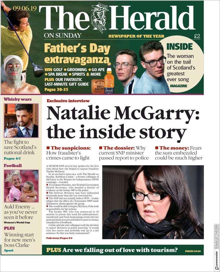 Portada de The Herald (Reino Unido)