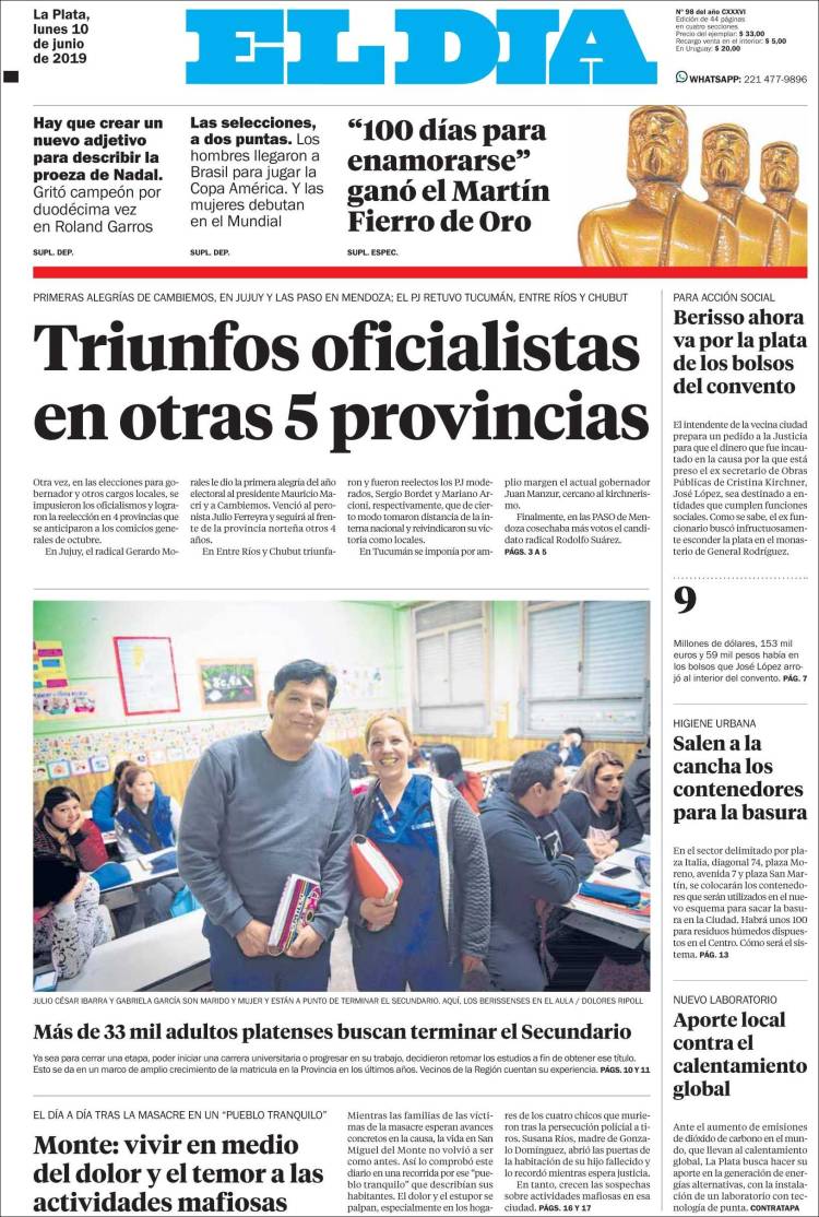 Portada de El Día de la Plata (Argentina)