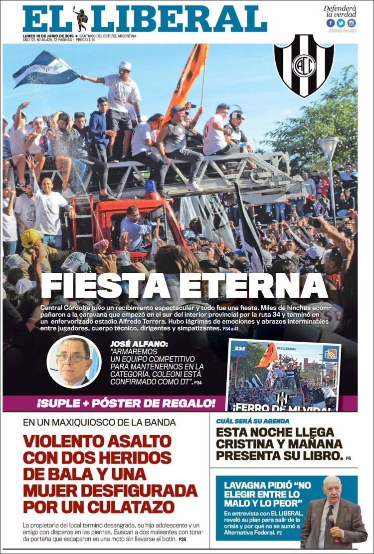 Portada de Diario El Liberal (Argentina)