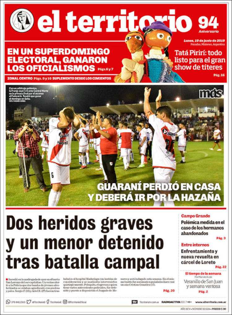 Portada de El Territorio (Argentina)