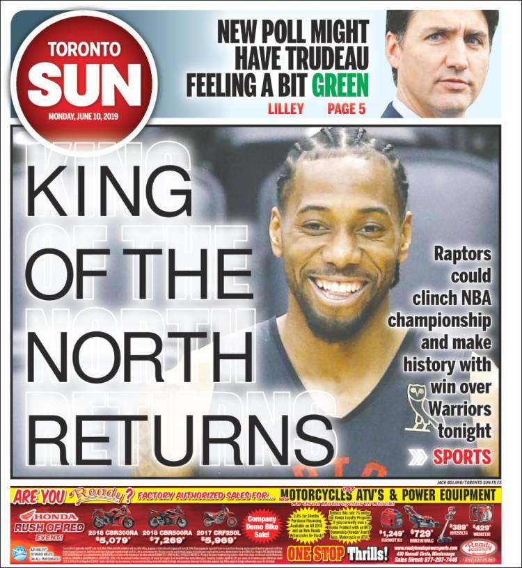 Portada de The Toronto Sun (Canada)