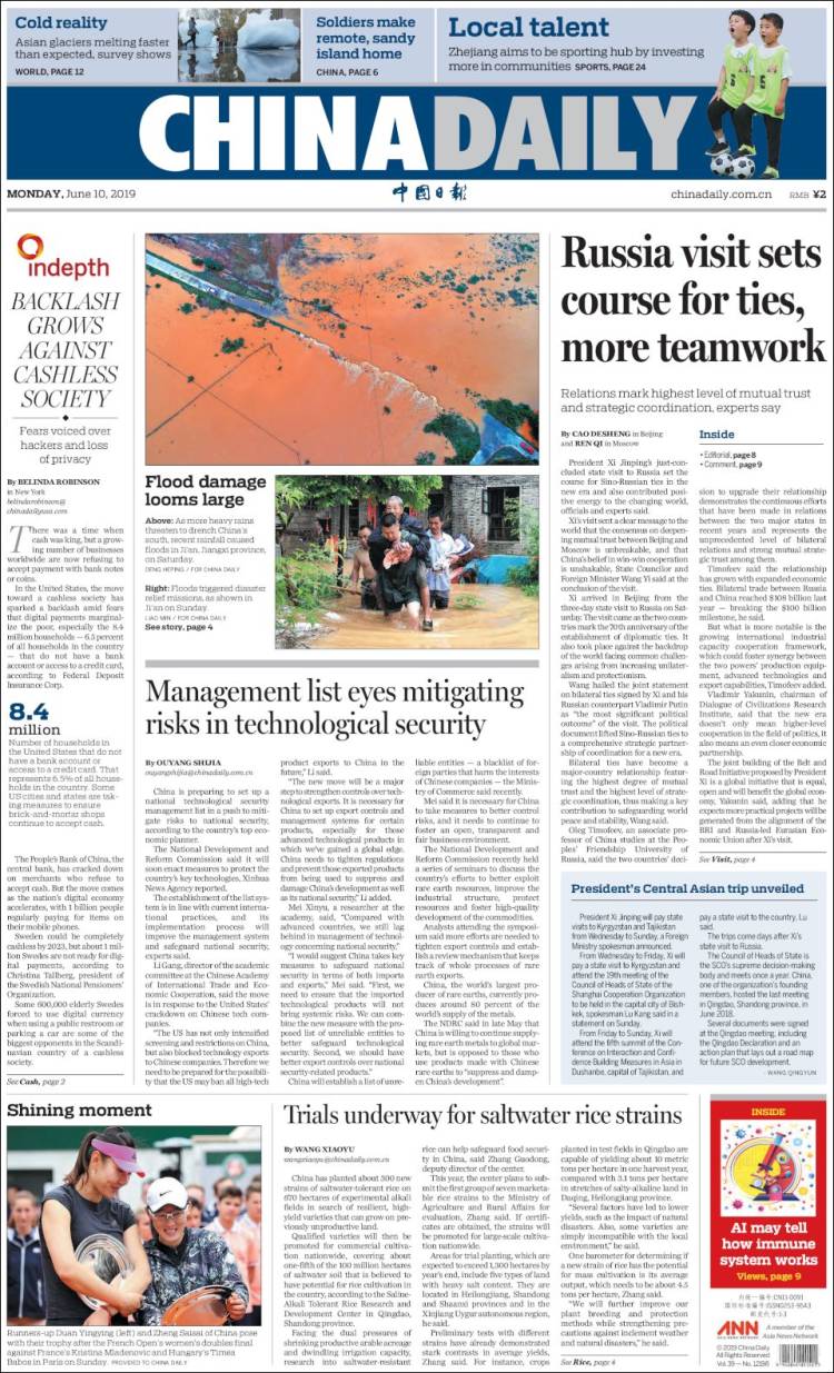 Portada de China Daily (China)