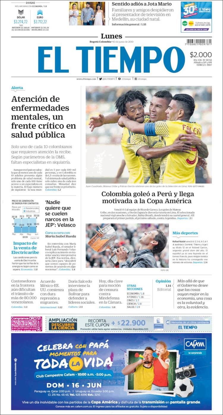Portada de El Tiempo (Colombia)