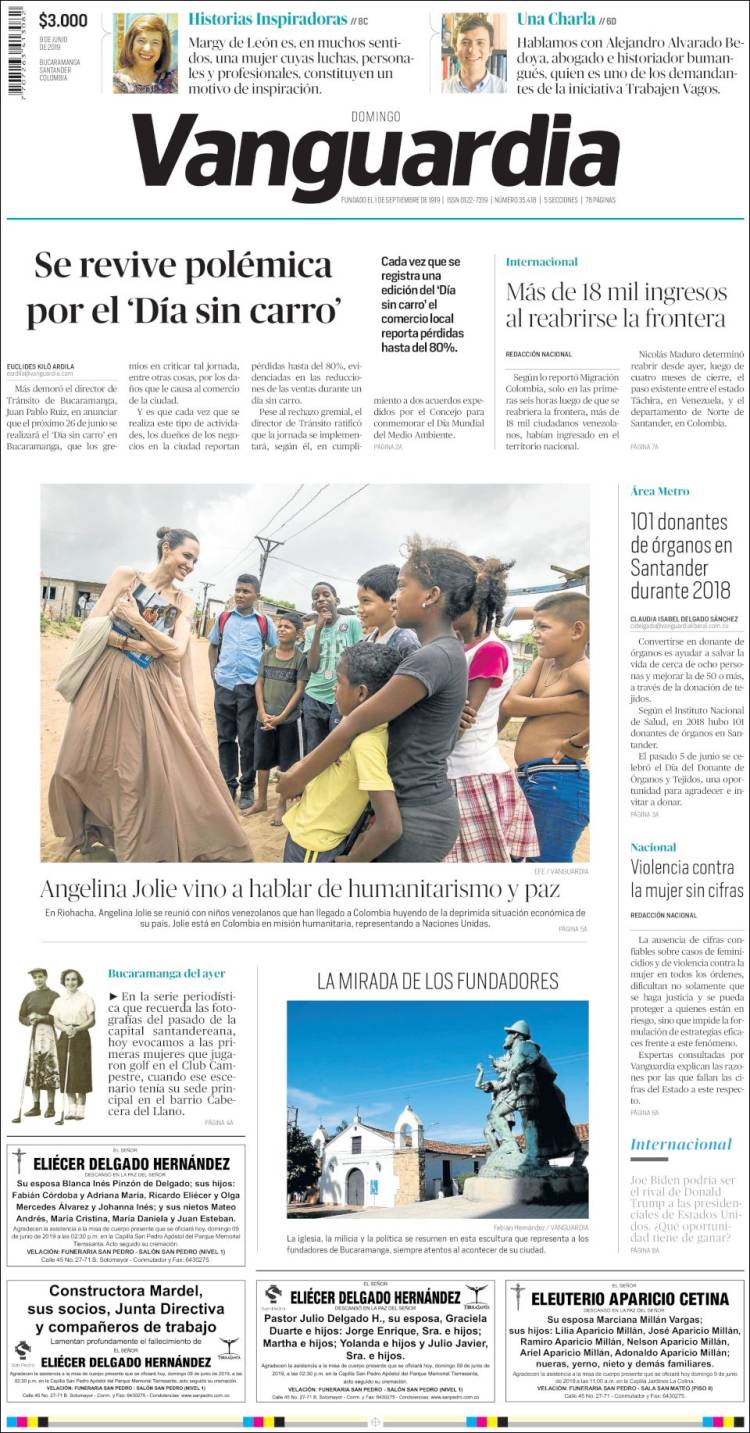 Portada de Vanguardia Liberal (Colombia)