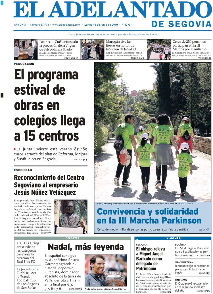 Portada de El Adelantado de Segovia (Espa&ntilde;a)