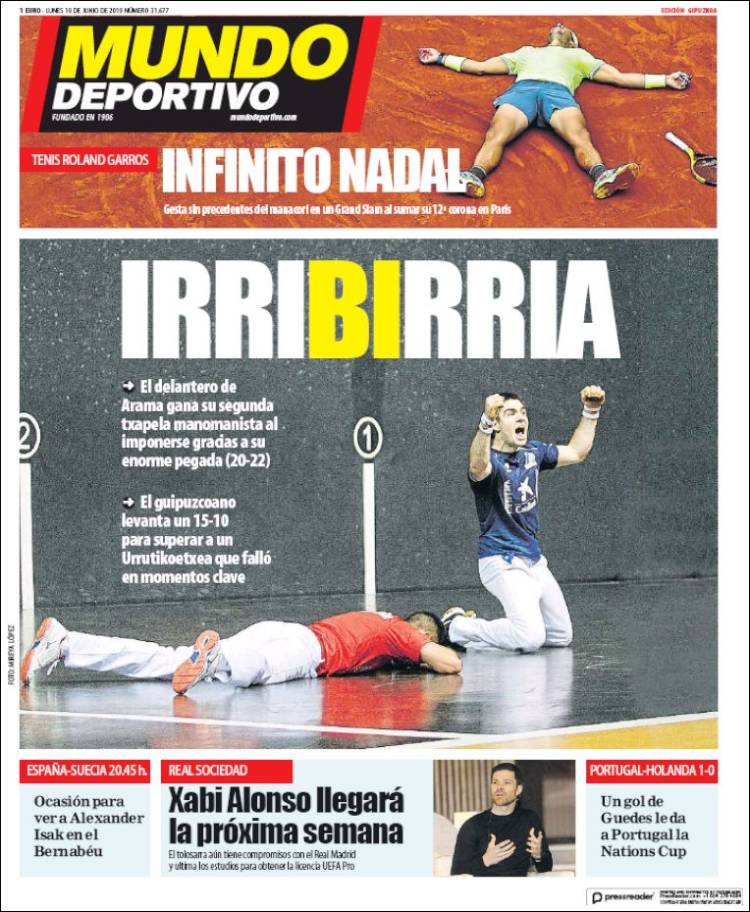 Portada de Mundo Deportivo Gipuzkoa (Espa&ntilde;a)