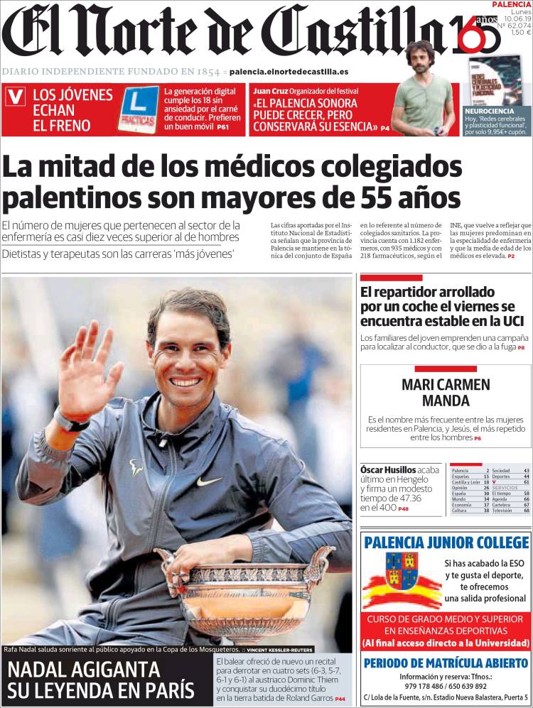 Portada de Norte de Castilla - Palencia (Espa&ntilde;a)