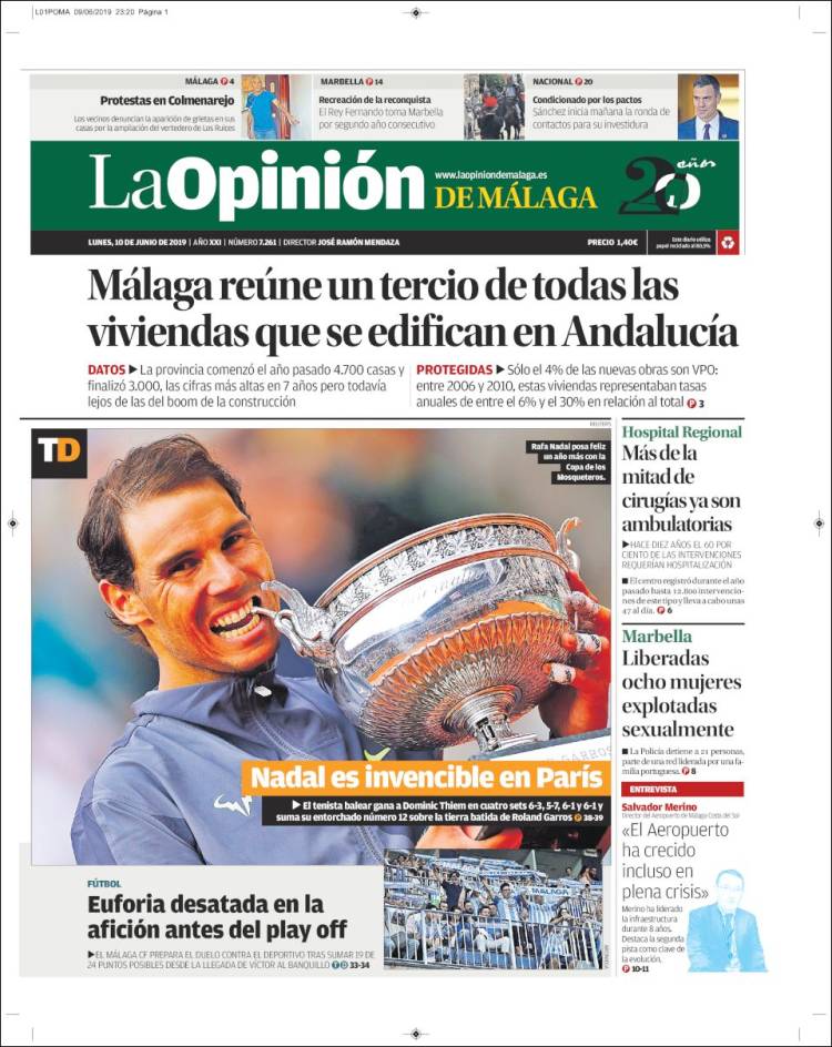Portada de La Opinión de Málaga (Espa&ntilde;a)