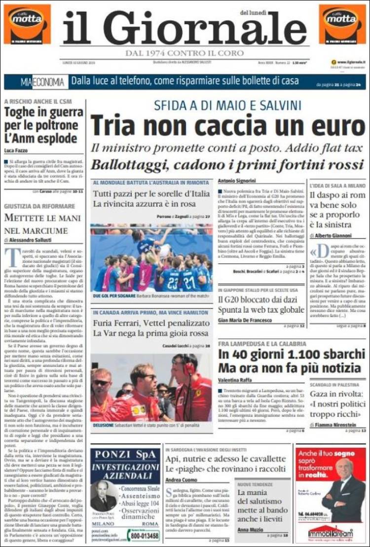 Portada de il Giornale (Italia)