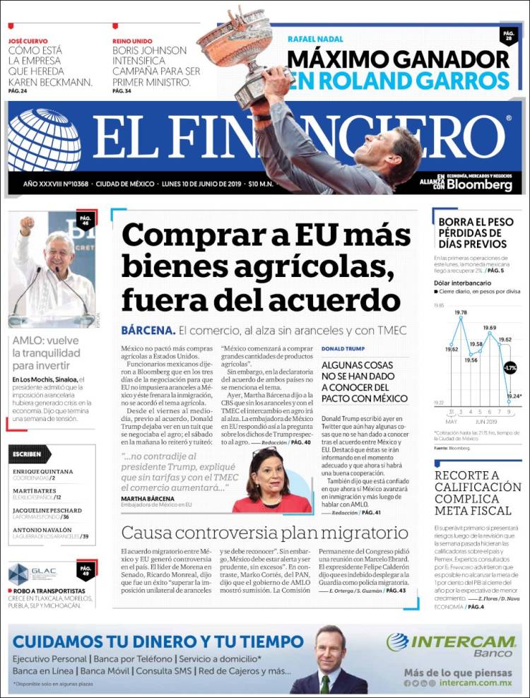 Portada de El Financiero (México)