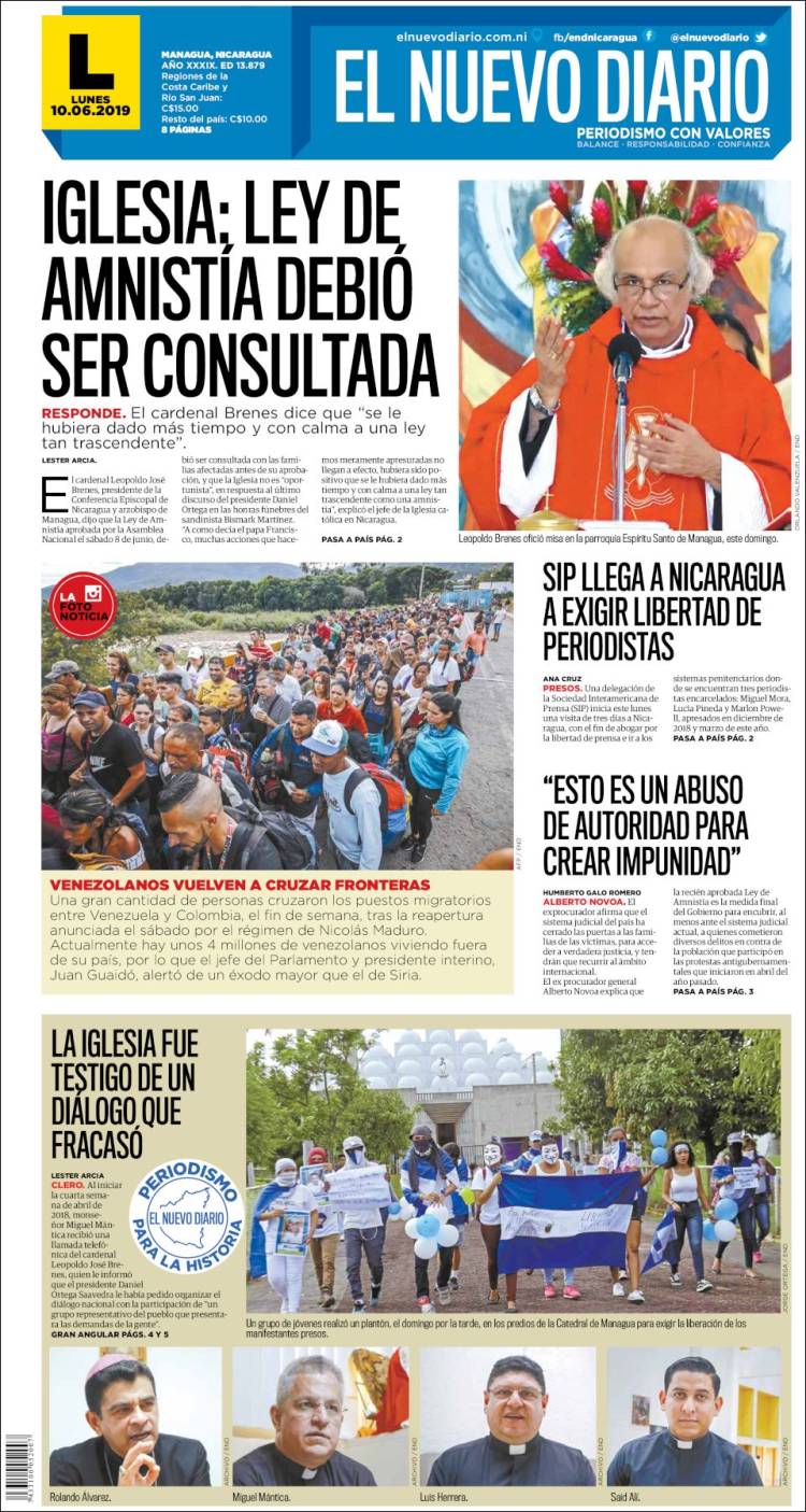 Portada de El Nuevo Diario (Nicaragua)