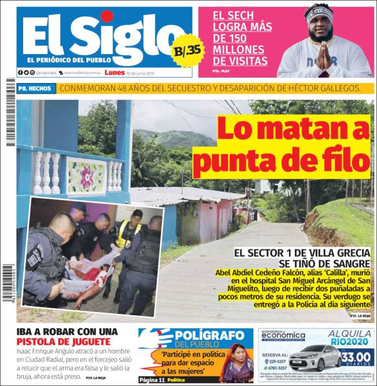 Portada de El Siglo (Panama)