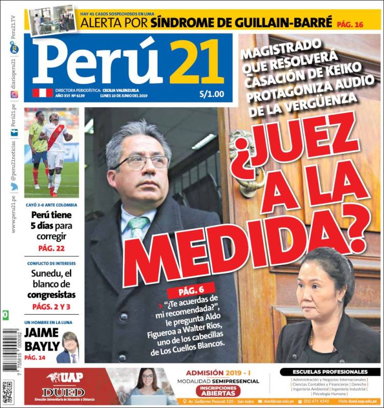Portada de Perú 21 (Per&uacute;)