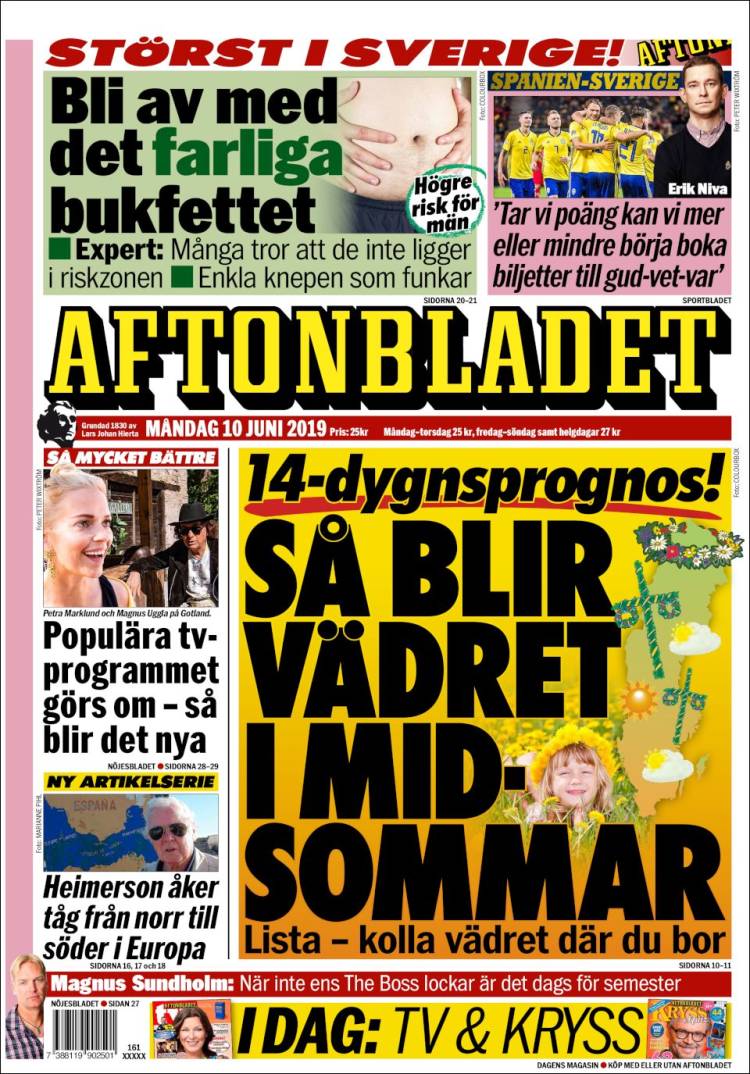 Portada de Aftonbladet (Suecia)