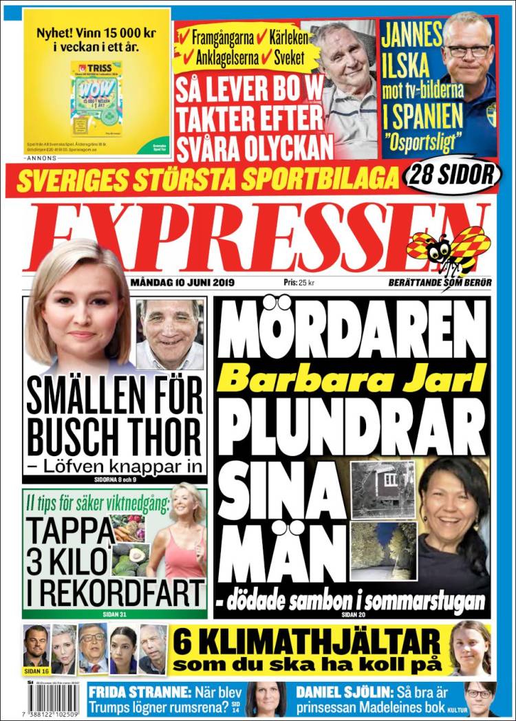 Portada de Expressen (Suecia)