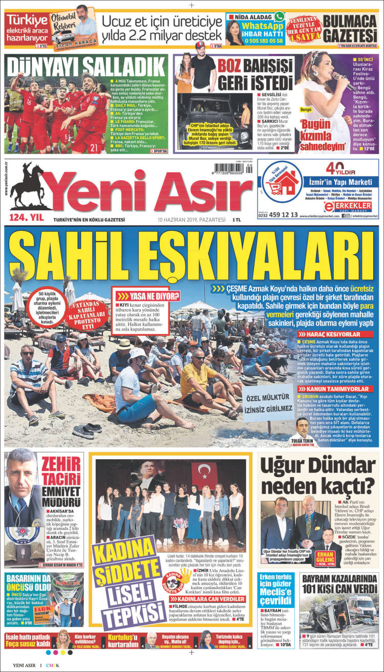 Portada de Yeni Asır (Turqu&iacute;a)