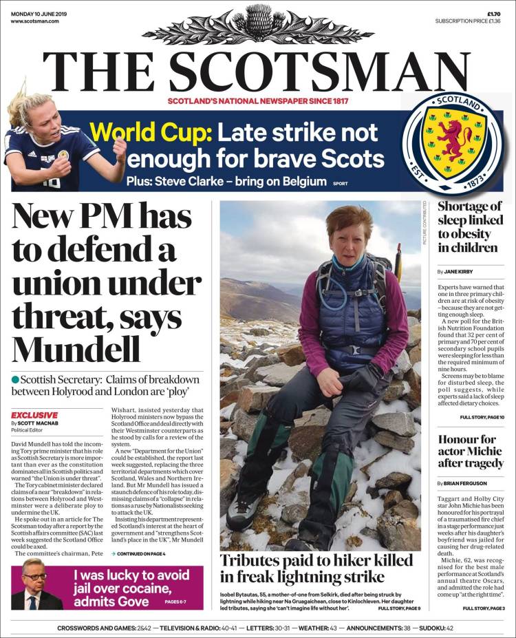 Portada de The Scotsman (Reino Unido)