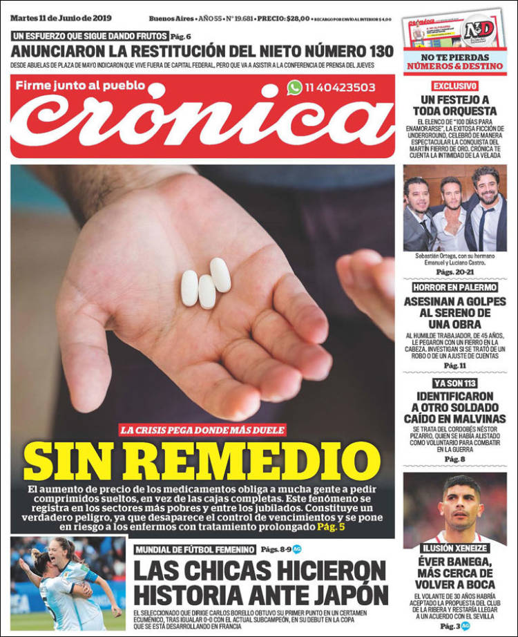 Portada de Crónica (Argentina)