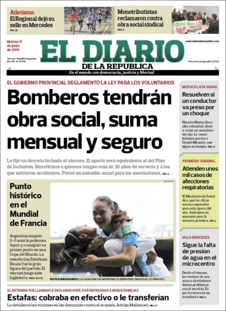 Portada de Diario de la República (Argentina)