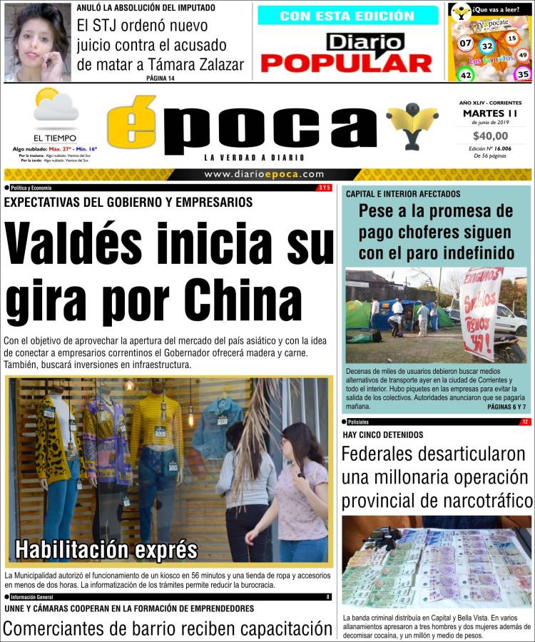 Portada de Diario Época (Argentina)