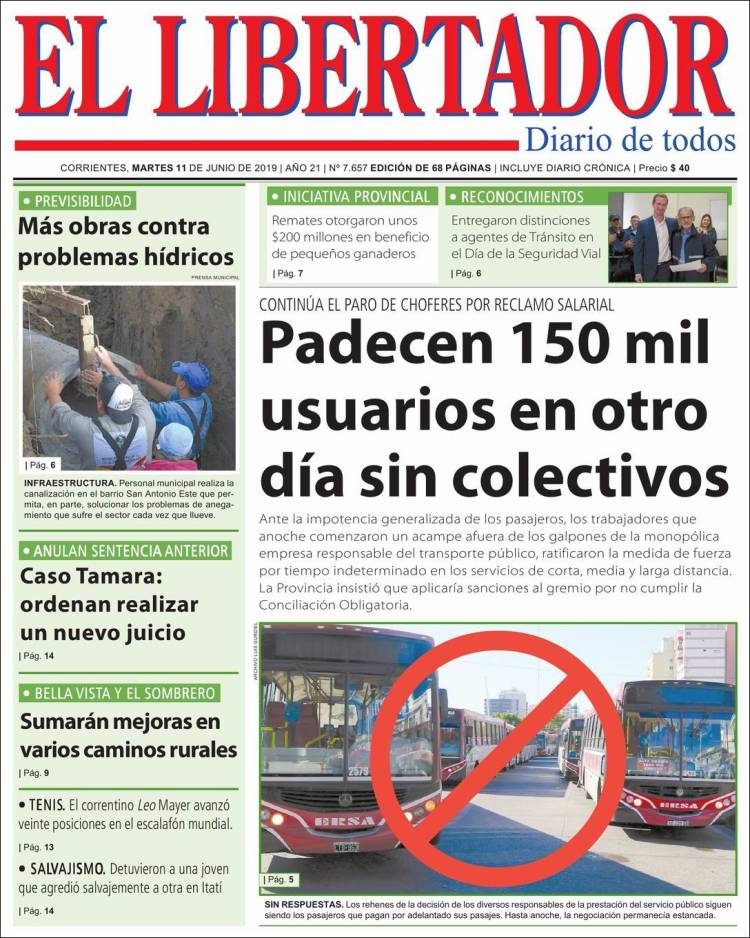 Portada de Diario El Libertador (Argentina)