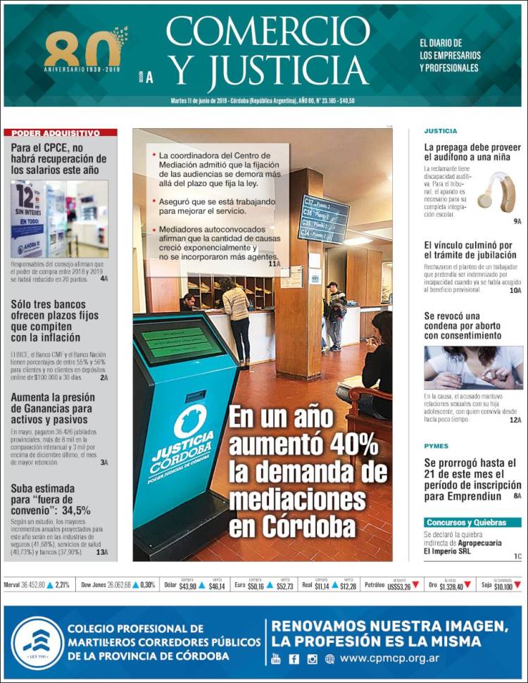 Portada de Comercio y Justicia (Argentina)