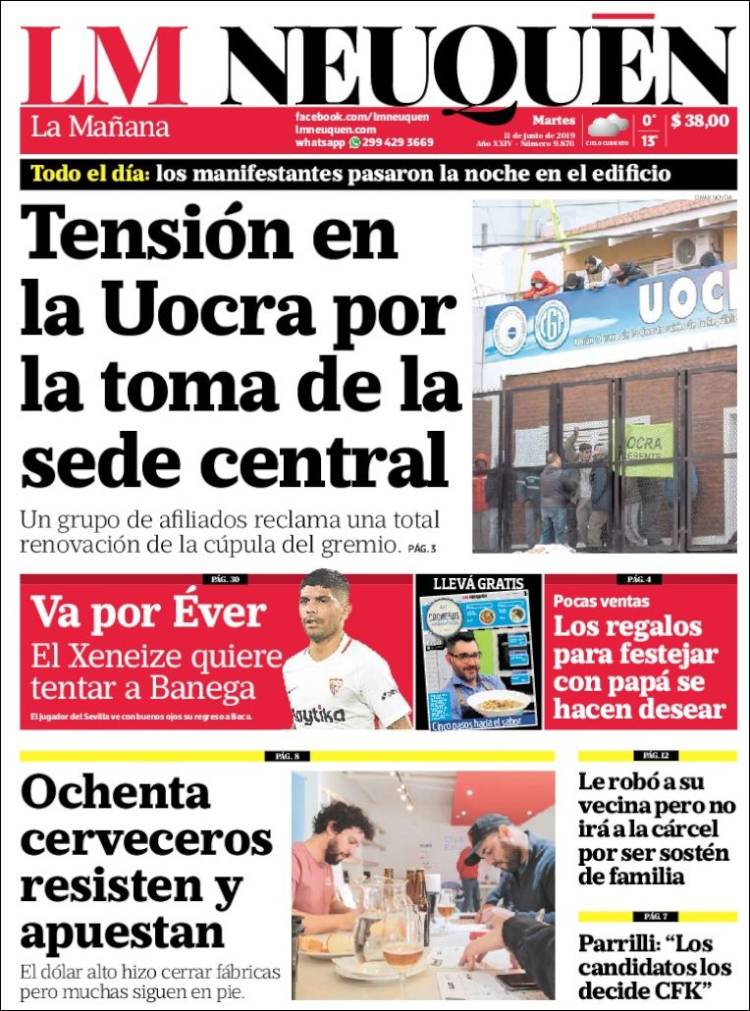 Portada de La Mañanade Neuquén (Argentina)