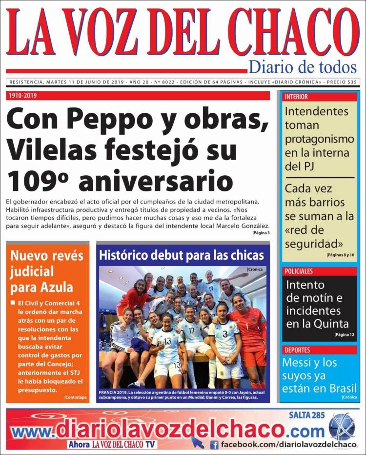 Portada de La Voz del Chaco (Argentina)