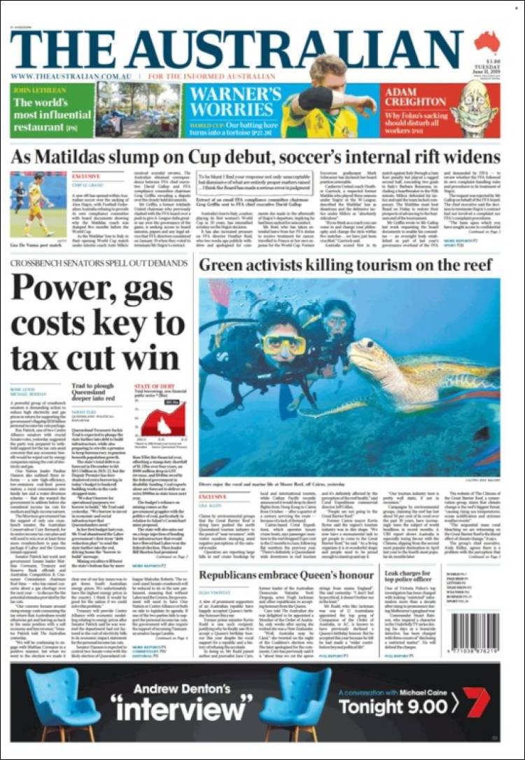 Portada de The Australian (Australia)