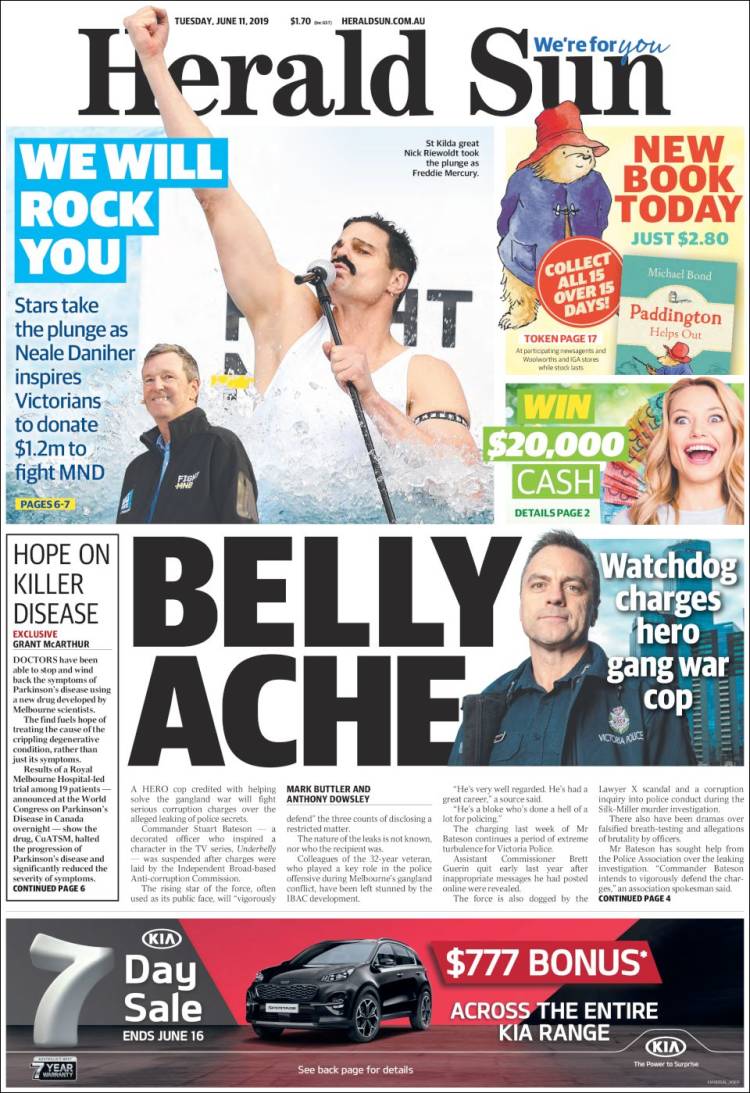 Portada de Herald Sun (Australia)