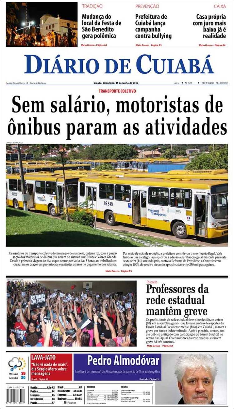 Portada de Diário de Cuiabá (Brasil)