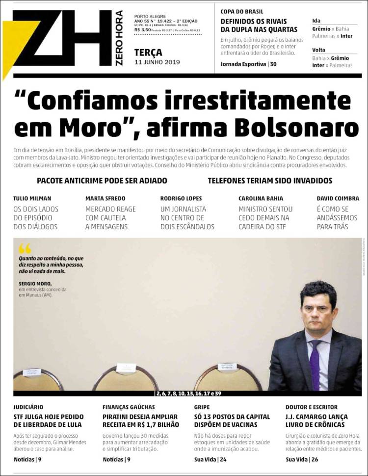 Portada de Zero Hora (Brasil)