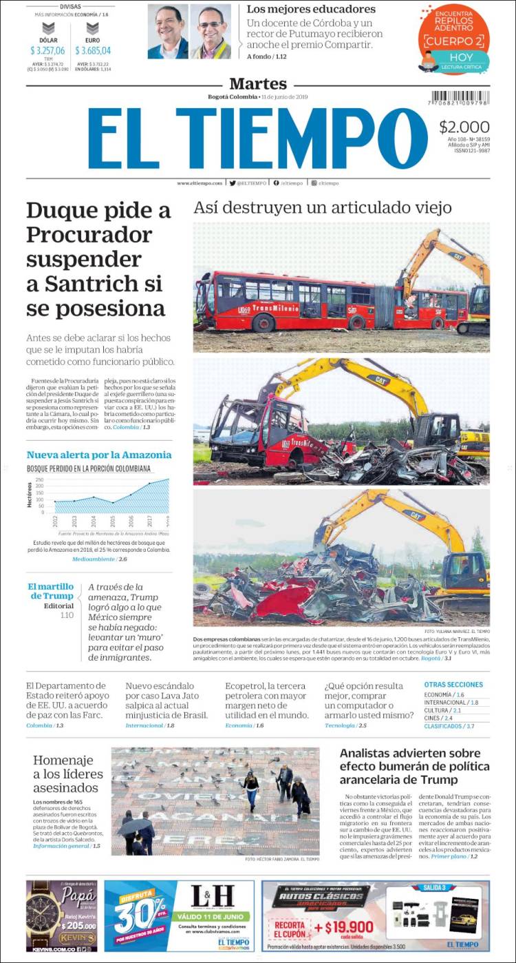 Portada de El Tiempo (Colombia)