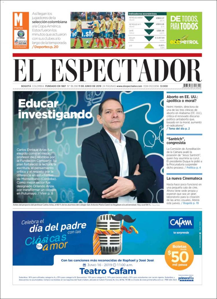 Portada de El Espectador (Colombia)