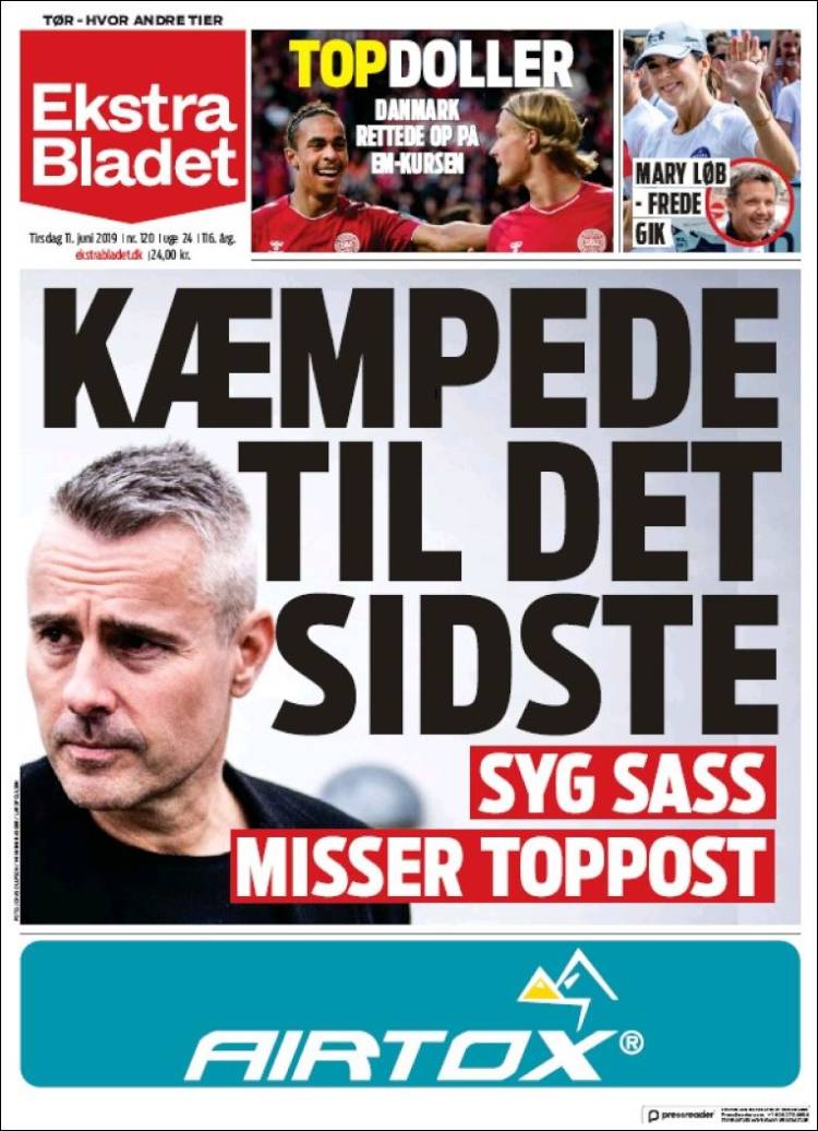 Portada de Ekstra Bladet (Dinamarca)