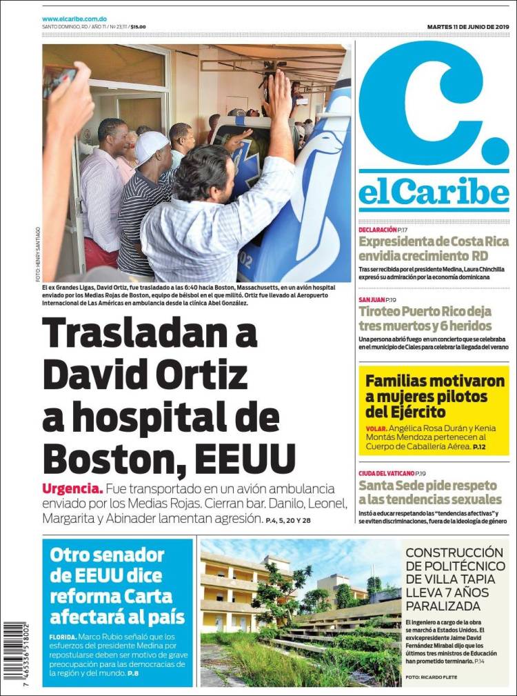 Portada de El Caribe (R. Dominicana)