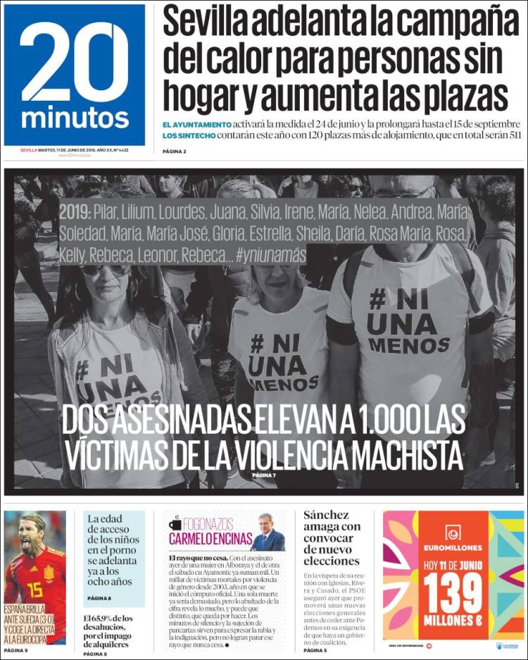 Portada de 20 Minutos - Sevilla (Espa&ntilde;a)