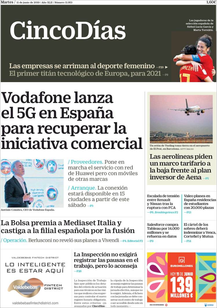 Portada de Cinco Días (Espa&ntilde;a)