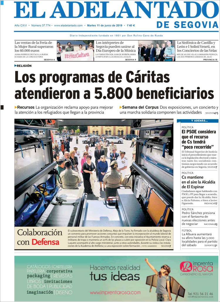 Portada de El Adelantado de Segovia (Espa&ntilde;a)