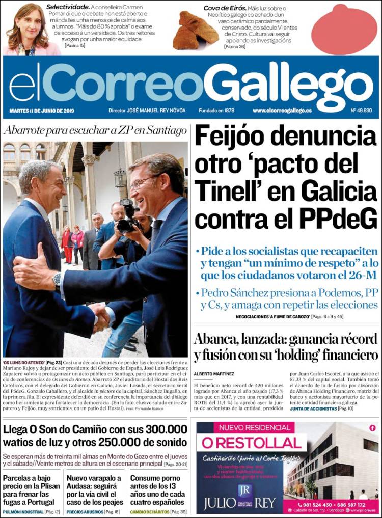 Portada de El Correo Gallego (Espa&ntilde;a)