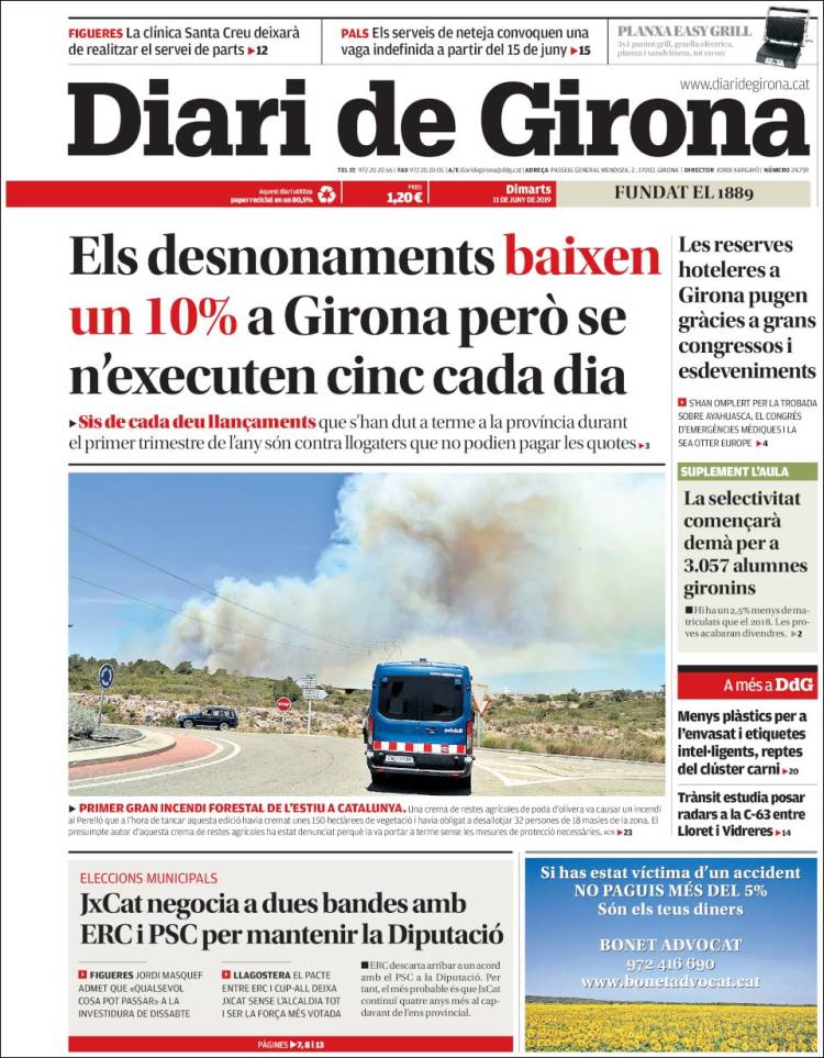 Portada de Diari de Girona (Espa&ntilde;a)