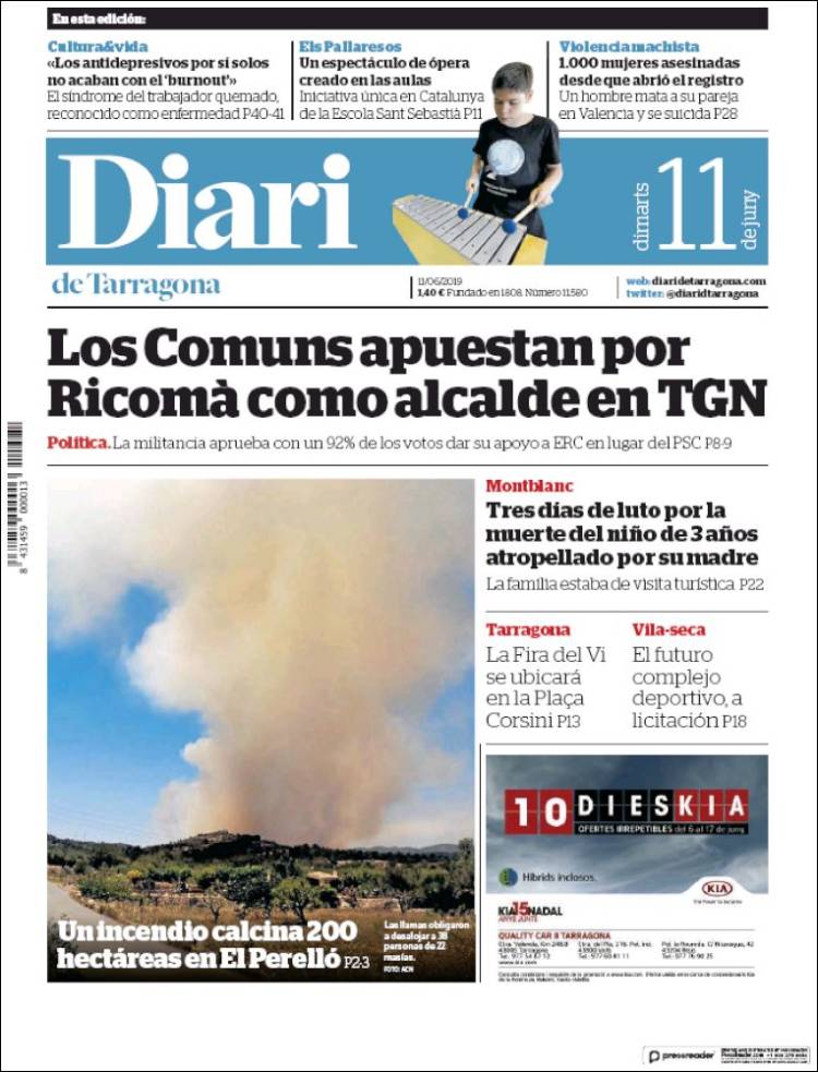 Portada de Diari de Tarragona (Espa&ntilde;a)