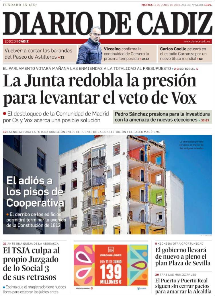 Portada de Diario de Cádiz (Espa&ntilde;a)