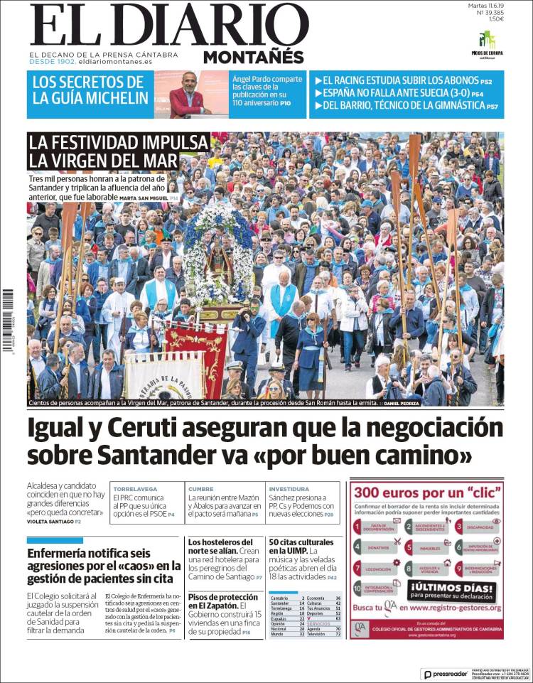 Portada de El Diario Montañés (Espa&ntilde;a)