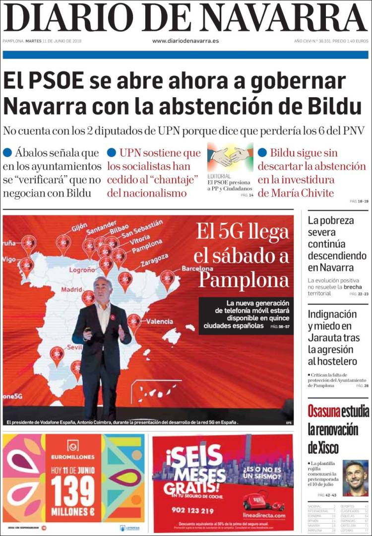 Portada de Diario de Navarra (Espa&ntilde;a)