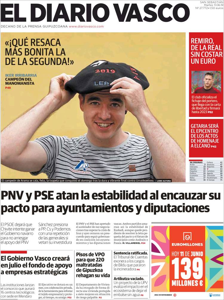Portada de Diario Vasco (Espa&ntilde;a)