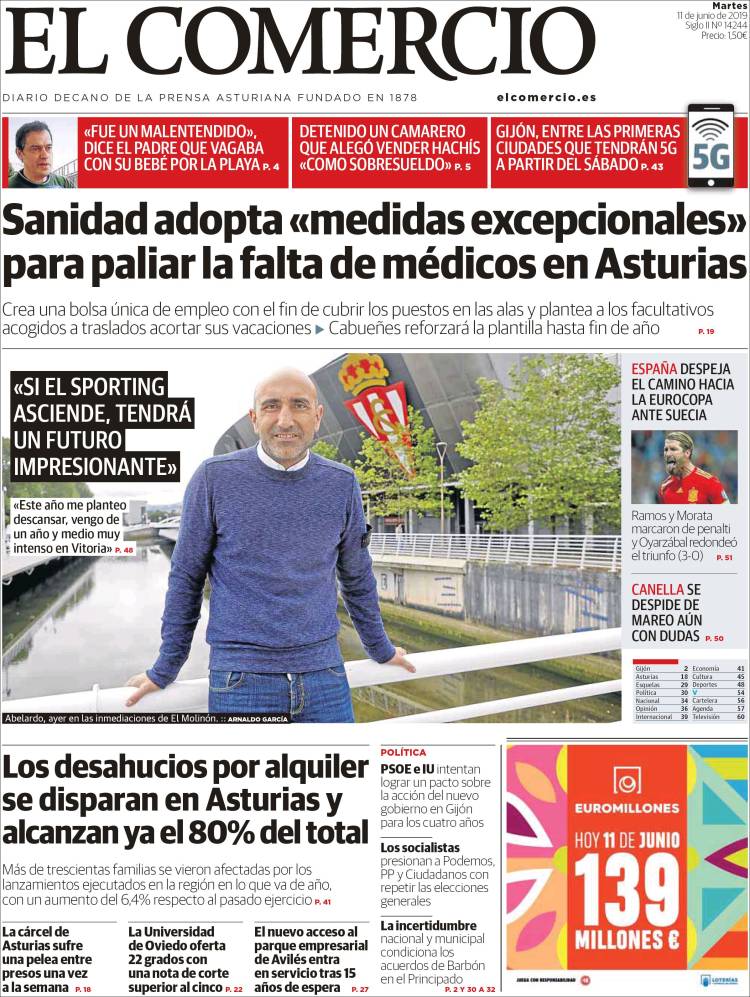 Portada de El Comercio (Espa&ntilde;a)