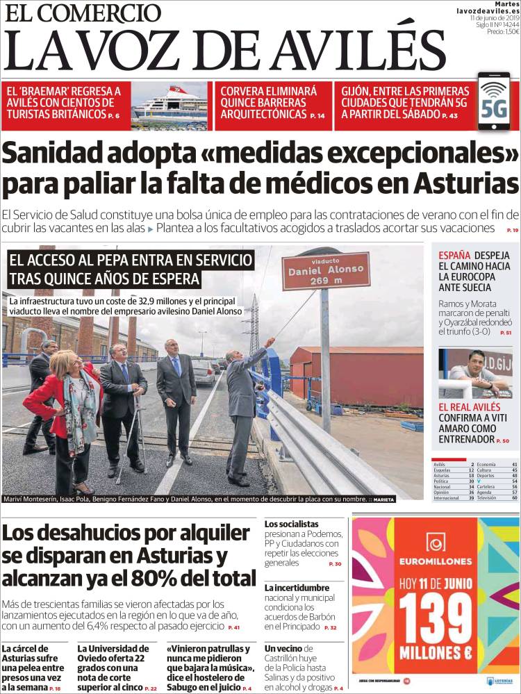 Portada de El Comercio - Avilés (Espa&ntilde;a)