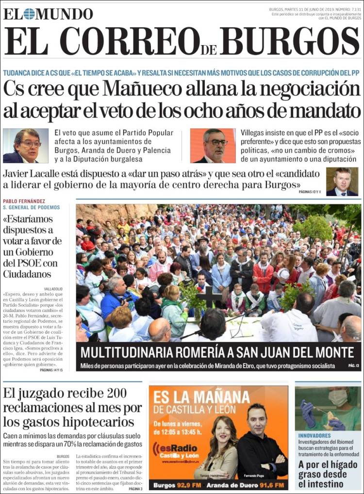 Portada de El Correo de Burgos (Espa&ntilde;a)