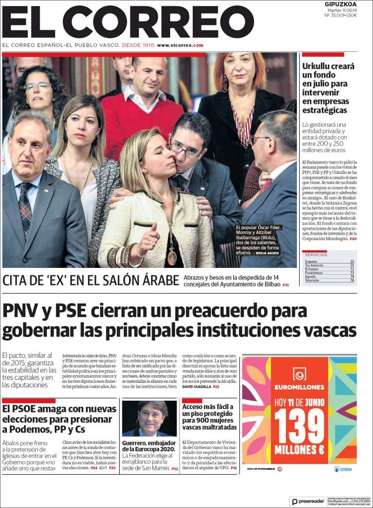 Portada de El Correo - Guipuzcoa (Espa&ntilde;a)